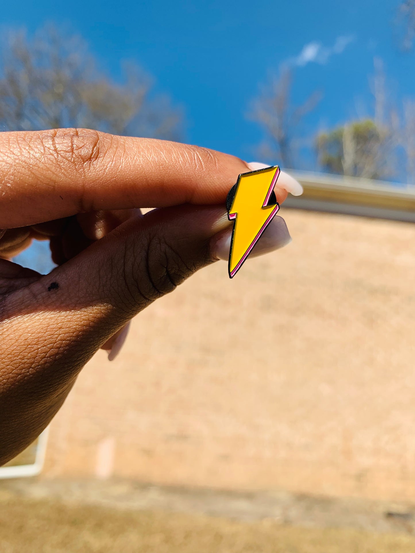 Yellow Lightning Enamel Pin – Mini Bolt Streetwear Accessory