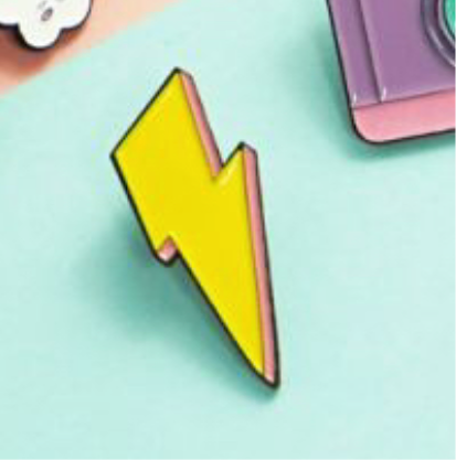 Yellow Lightning Enamel Pin – Mini Bolt Streetwear Accessory